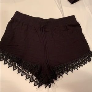Black draw string lace shorts